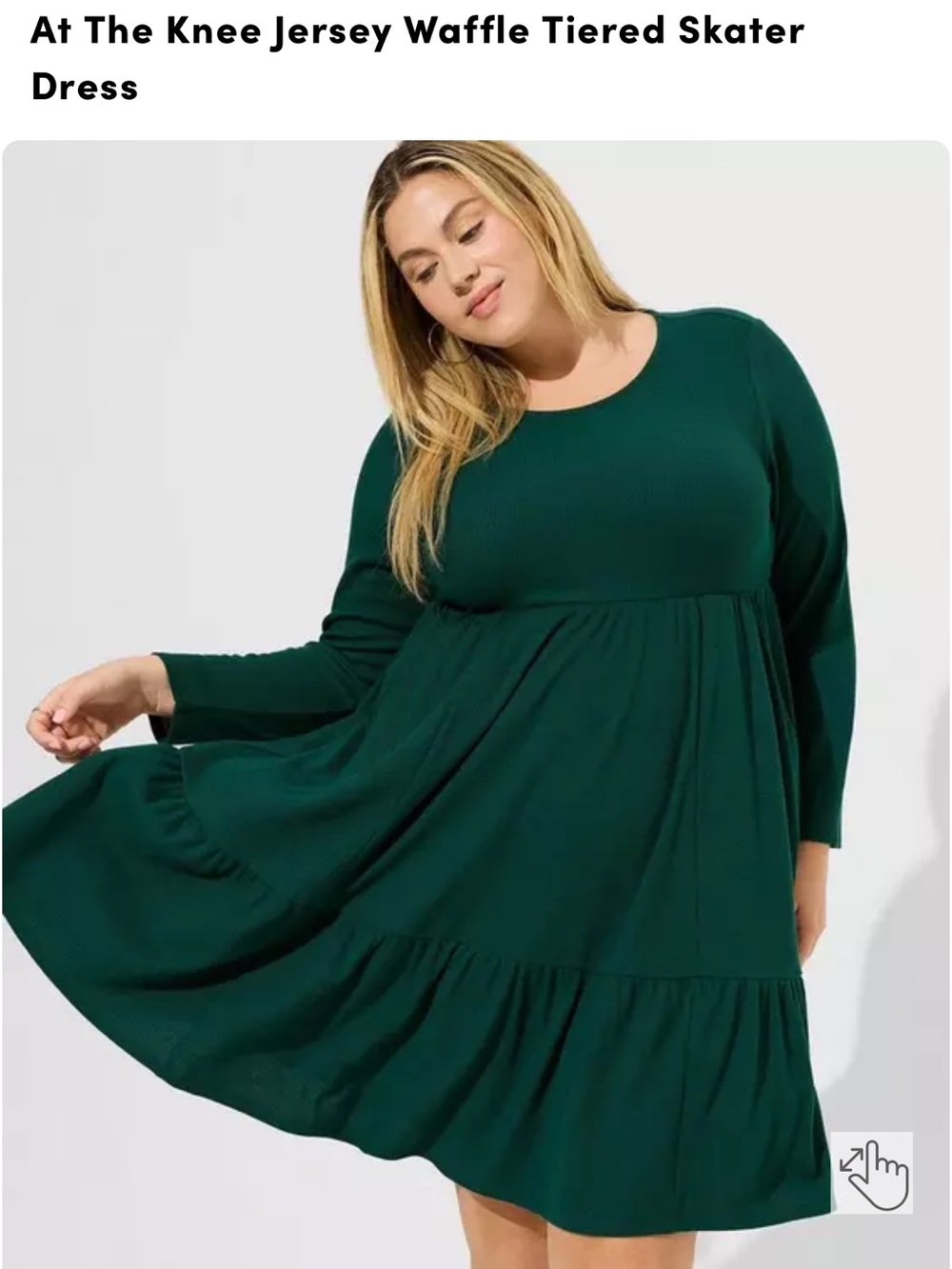 torrid Forest Green Jersey Waffle Tiered Long Sleeve Dress